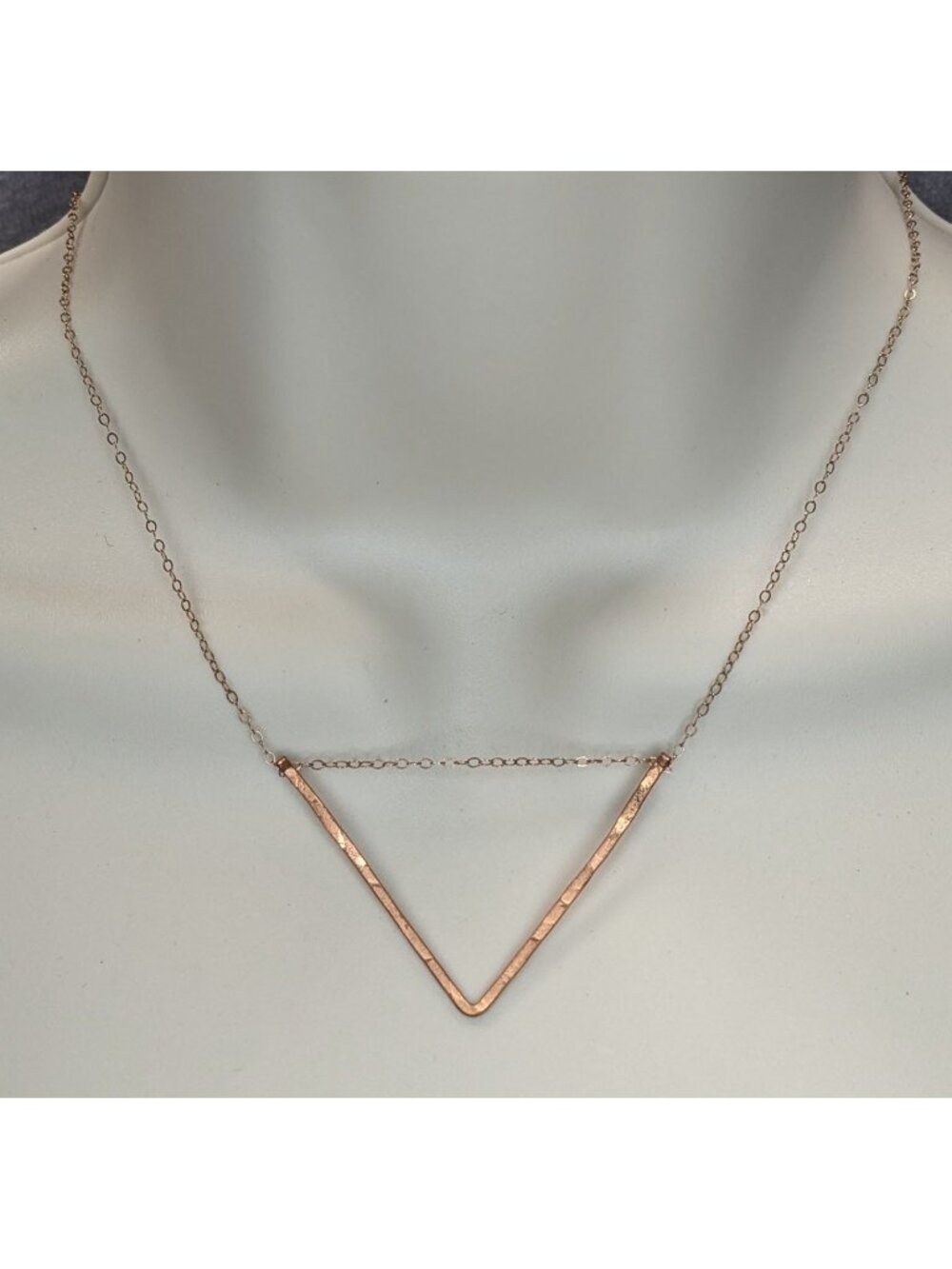 Minimalist Geometric Modern Copper Open Triangle Pendant Necklace